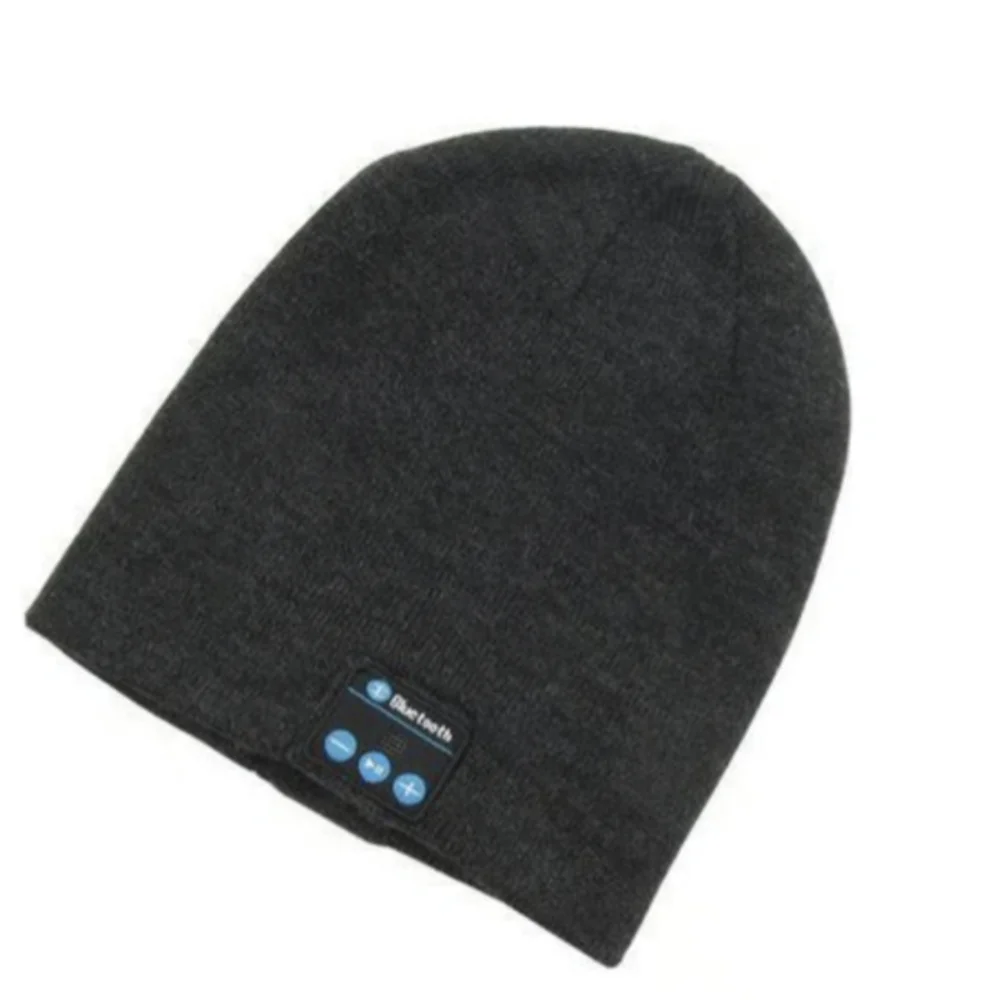 White Knit Beanie with Bluetooth Headset